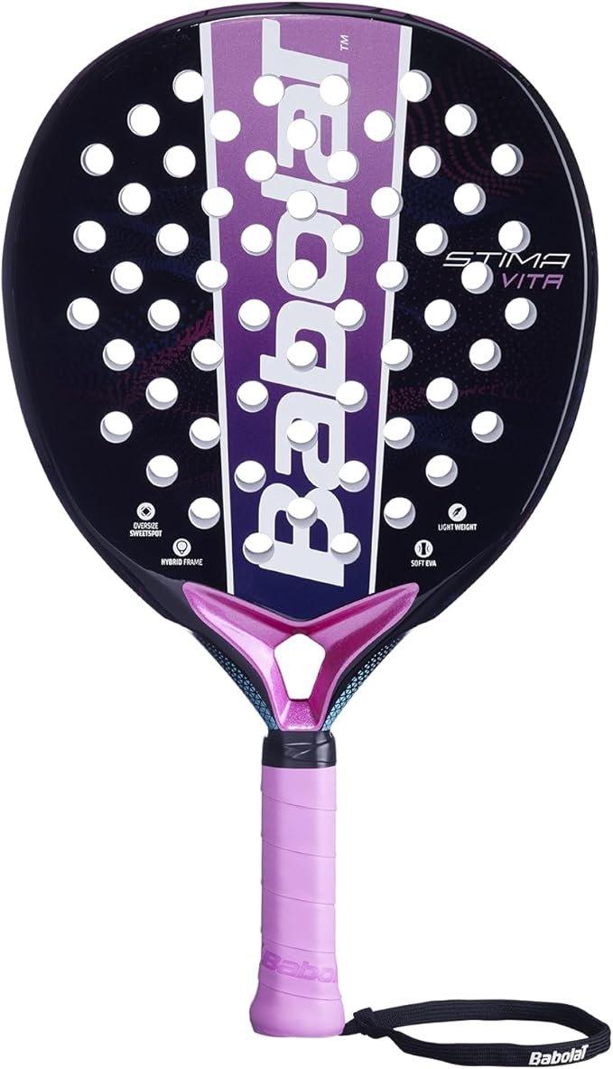 Babolat, Stima Vita Padel Racket Purple Lightweight and Balanced Grip Ideal for Beginners Oversized Round Shape Lightweight for Improved Handling