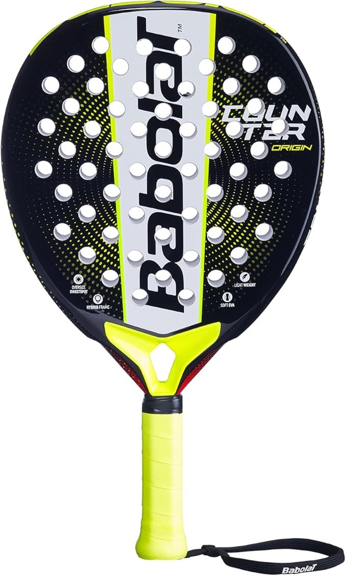 Babolat, Counter Origin Padel Racket One Size Yellow Ultra Light Ideal for Beginners Maximum Handling Very Tolerant Oversized Round Shape