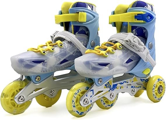 New Soccerex Inline & Roller Skates Shoes for Kids Youth and Adults,Adjustable inline Skates Shoes for Beginners Complete Set With Helmet and Protection.