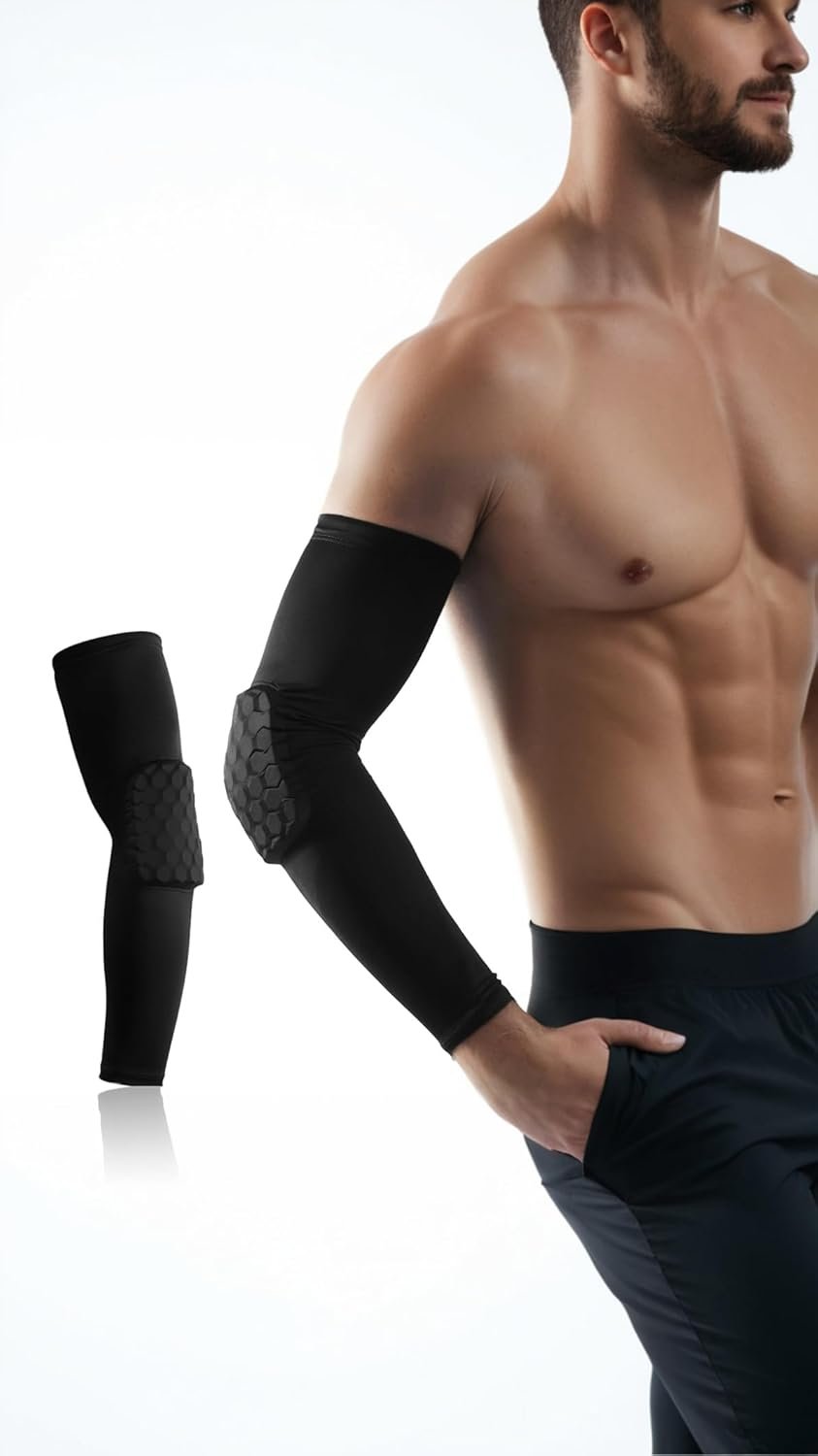 Sweet seven Padded Elbow Sleeve for Men, Women, and Youth - Compression Brace Protector with No-Slip Silicone Strip - Excellent Support for Sports, Work, and Bursitis - Fits Either Arm - Image 2