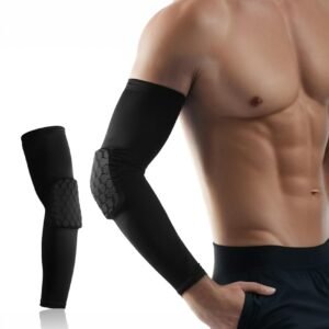 Sweet seven Padded Elbow Sleeve for Men, Women, and Youth - Compression Brace Protector with No-Slip Silicone Strip - Excellent Support for Sports, Work, and Bursitis - Fits Either Arm